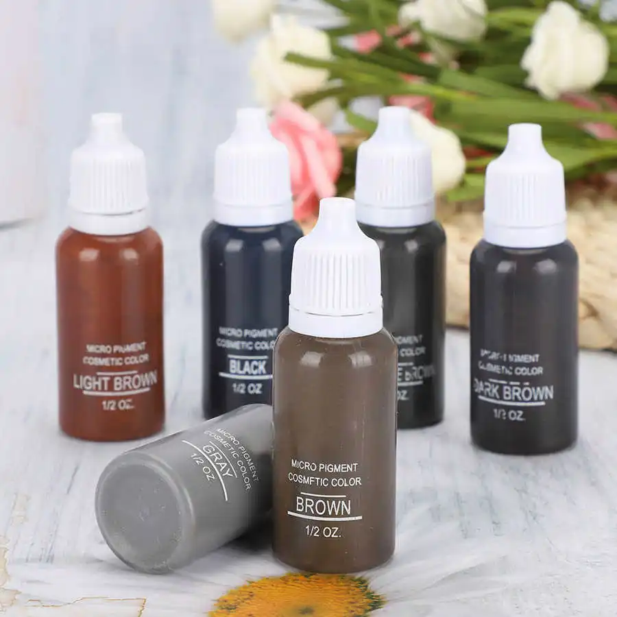 Microblading Tattoo Ink Pigment Set Semi-Permanent Eyebrow Lip Tattoo Pigments Plant Extract Beauty Makeup Inks Supply 6pcs/set