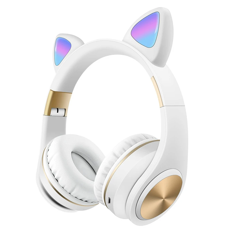 

Cute Cat bluetooth headphones Wireless Stereo Bass Headset LED Light Earphone Support TF Card FM Radio With Mic Wireless+Wired