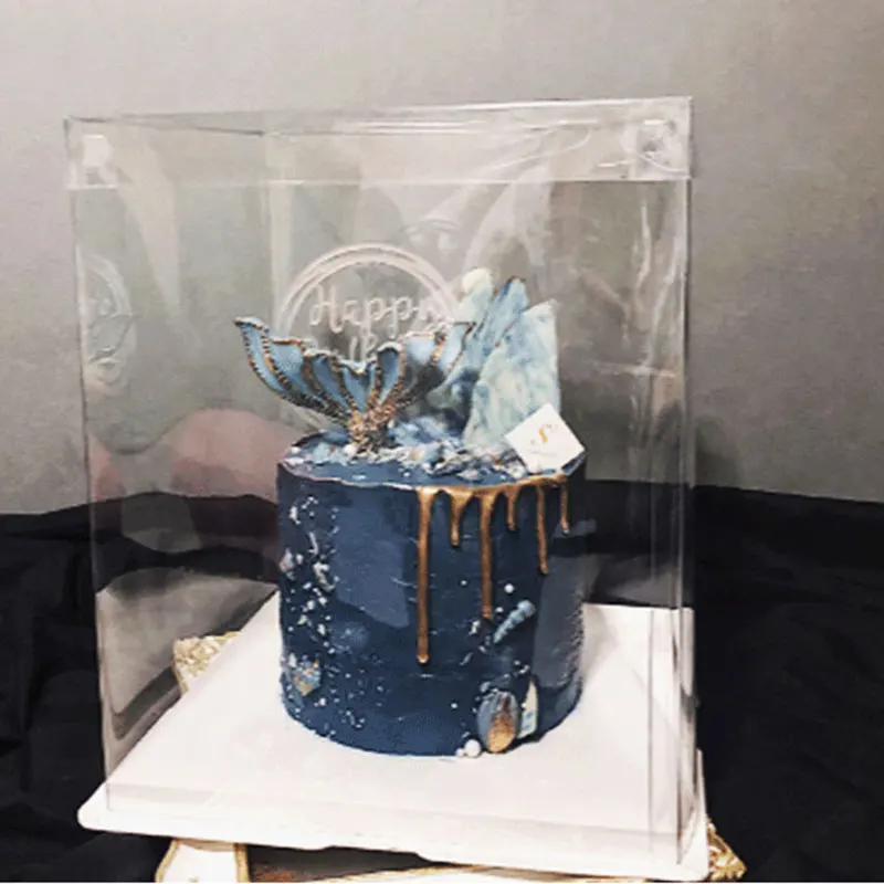 

Large Transparent Cake Gift Box PVC Clear Packaging Box Birthday Wedding Cake Dessert Toy Present Rose Teddy Bear Box for cakes