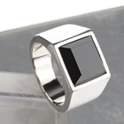 Кольцо с черным ониксом мужское, печатка из нержавеющей стали с плоским золотым и черным камнем, модное квадратное Ювелирное Украшение в стиле панк, рок, никогда не выцветает