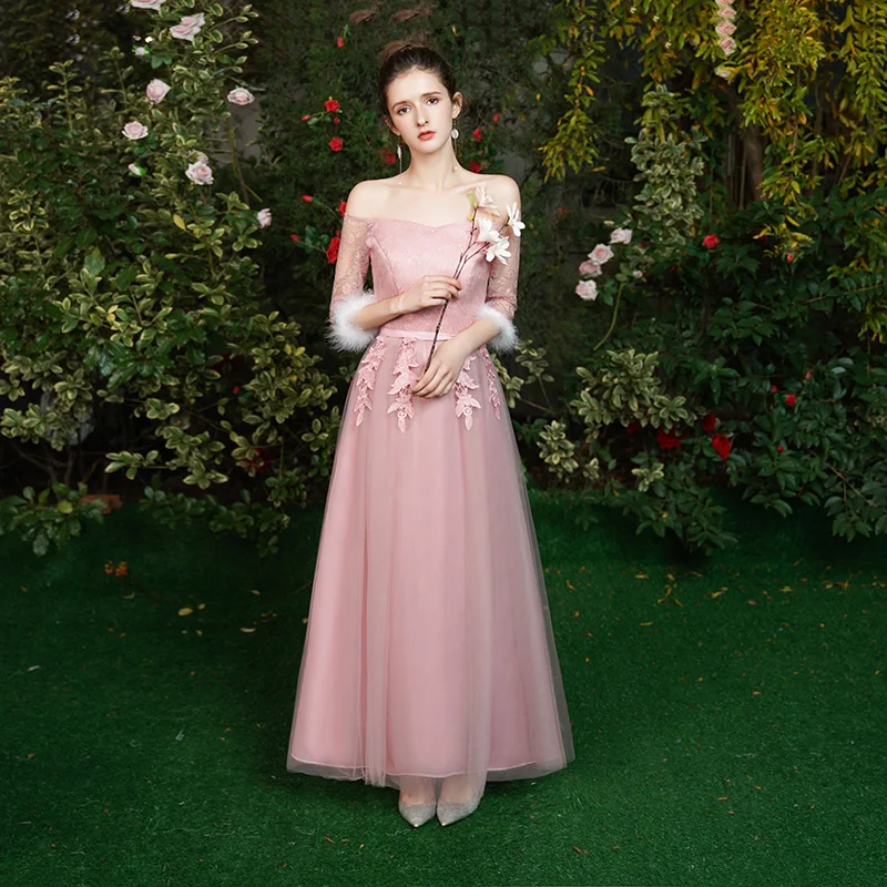 Свадебные платья невесты из тюля розовые элегантные с вырезом лодочкой а силуэт