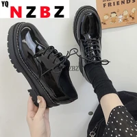 women oxford shoes wedge british style round toe clogs platform autumn all match casual female sneakers soft leather dress