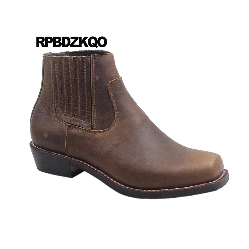 Квадратный носок в ковбойском стиле Челси короткая Коричневый Goodyear фальцовые