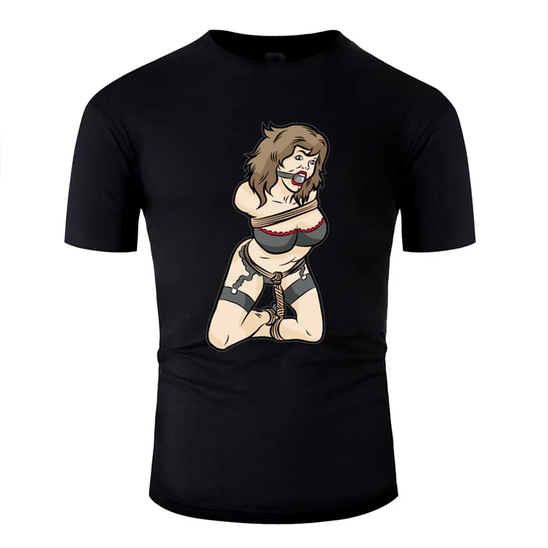 Новинка Мужская футболка с завязками и кляпами БДСМ рабство 2020 круглый воротник