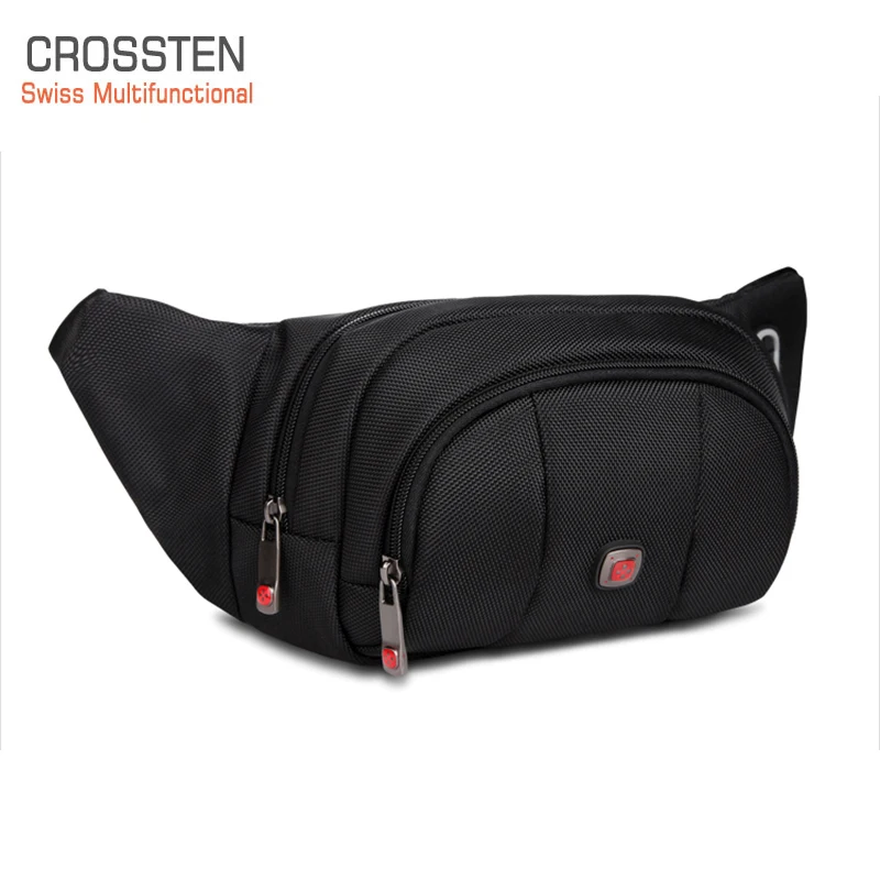 CROSSTEN SwissMultifunctional waist pack Men bag black Belt fanny bum pouch hip Waterproof Riding |