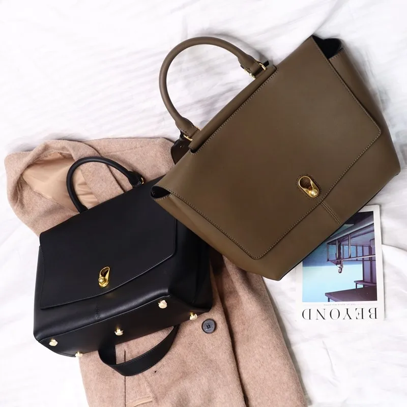 

Office Ladies Big Capacity Satchels Fashion Casual Tote Brand Soft Cow Split Leather Handbag Vintage Women Single Crossbody Bags