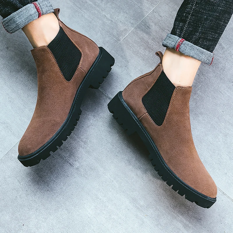 

Chelsea Boots Men outdoor Italian Brand Ankle Boots Men Fashion Men suede Leather ankle boots Bottine Homme big size 48 o4