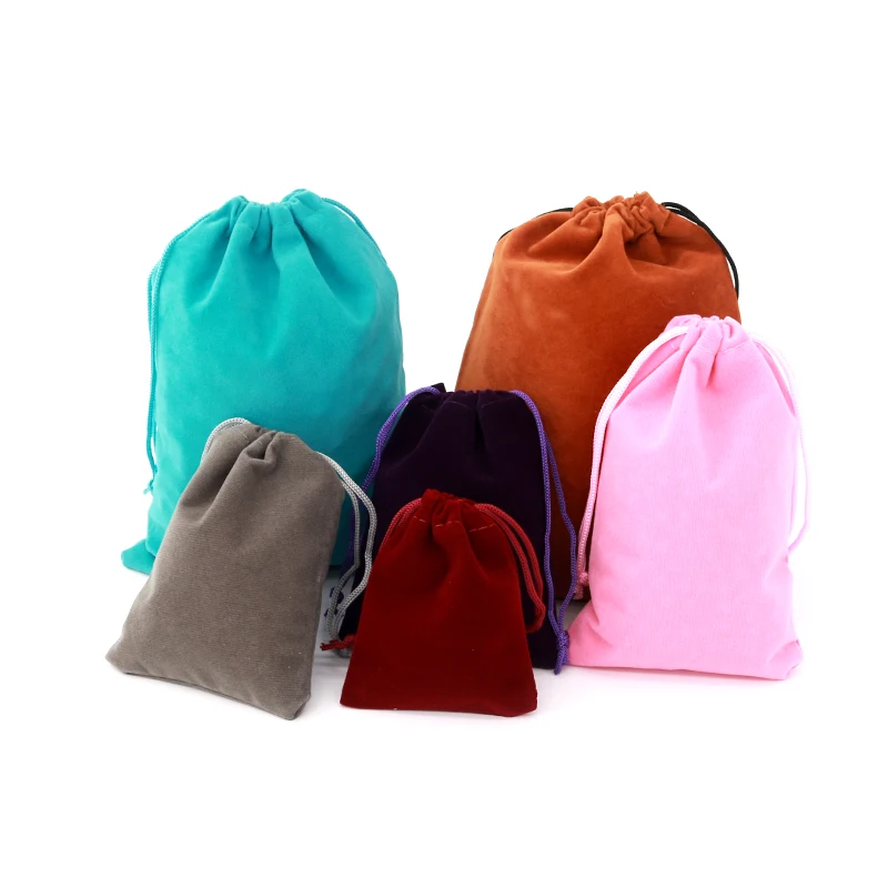 

20pcs/lot 5x7 7x9cm 8x10cm 9x12cm Multi Velvet Pouches Jewelry Packaging Display Drawstring Wedding Gift Bags & Pouches