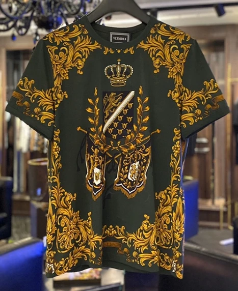 

20ss брендовая Новая модная Цветочная Корона панк Повседневная хлопковая Футболка с принтом для мужчин