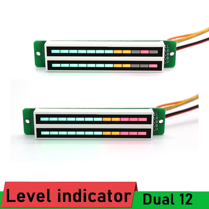 

DC 12V Dual 12 LED Level indicator Stereo power Amplifier music Spectrum Display VU Meter AGC Mode Light Speed rhythm Analyzer