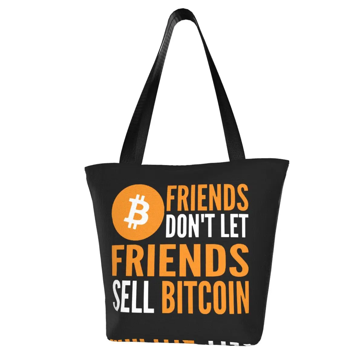 

Best Friends Bitcoin Shopping Bag BTC Letters Jokes Reusable Polyester Outdoor Handbag Female Fashion Bags
