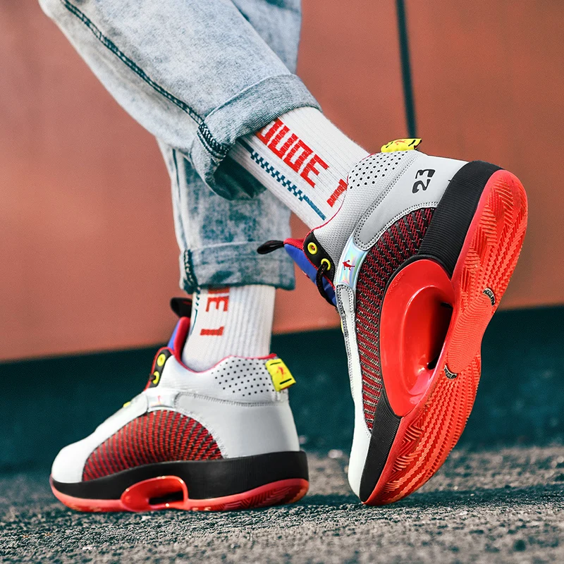 

2021 Basketball Shoes Men Women Sports Shoes Breathable Air Cushion Basketball Sneakers High Top Training Combat Boots Unisex