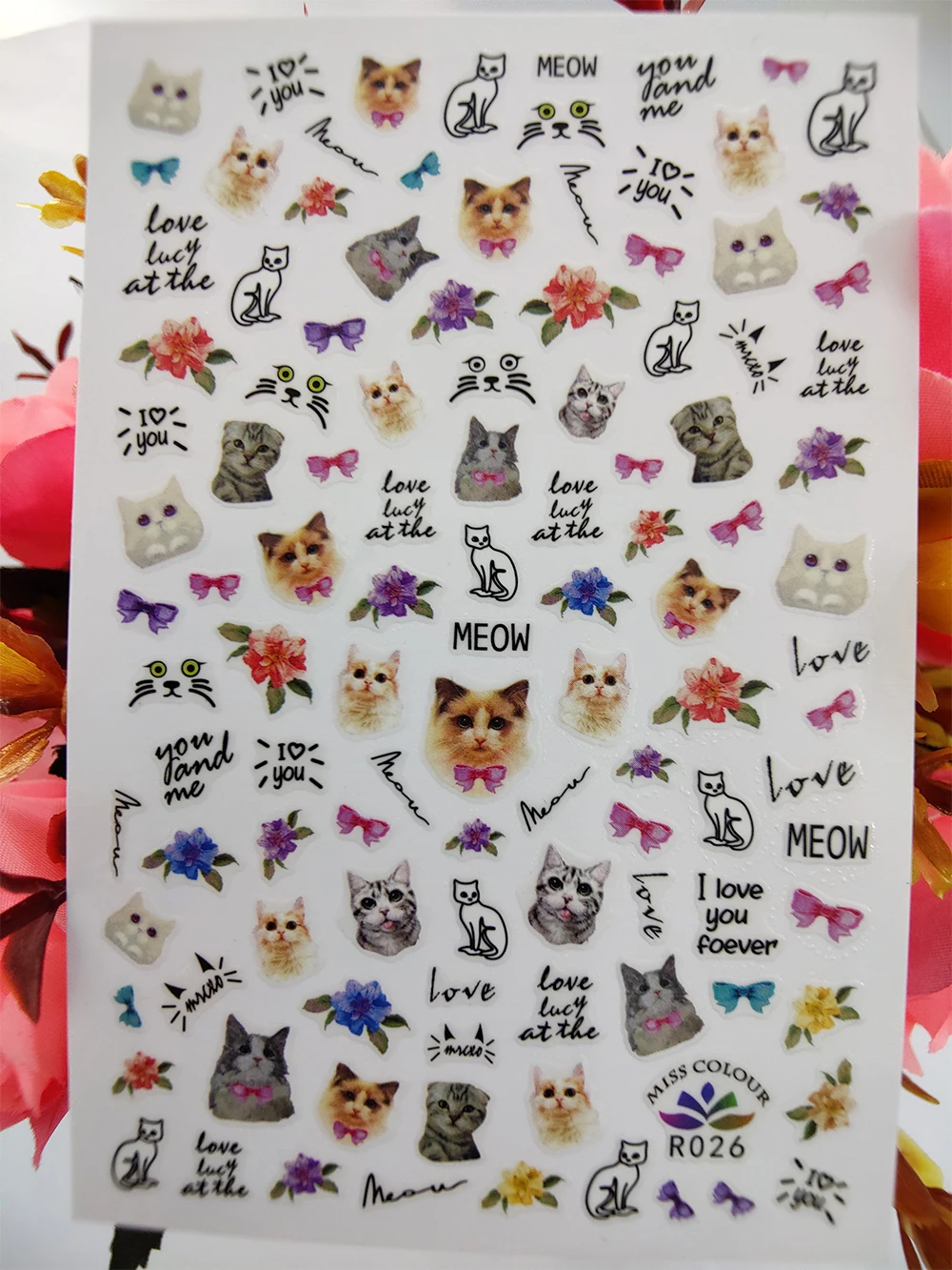 

Nail Sticker Art 3D Lovely Cat MEOW Pet Letters Self Adhesive Stickers for Nails Decoraciones foil Manicure Sliders Accesorios