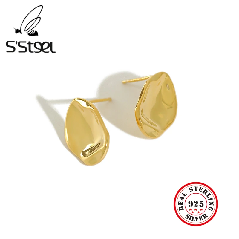 

Женские серьги-гвоздики S'STEEL, серьги из стерлингового серебра 925 пробы в минималистическом стиле, ювелирное изделие