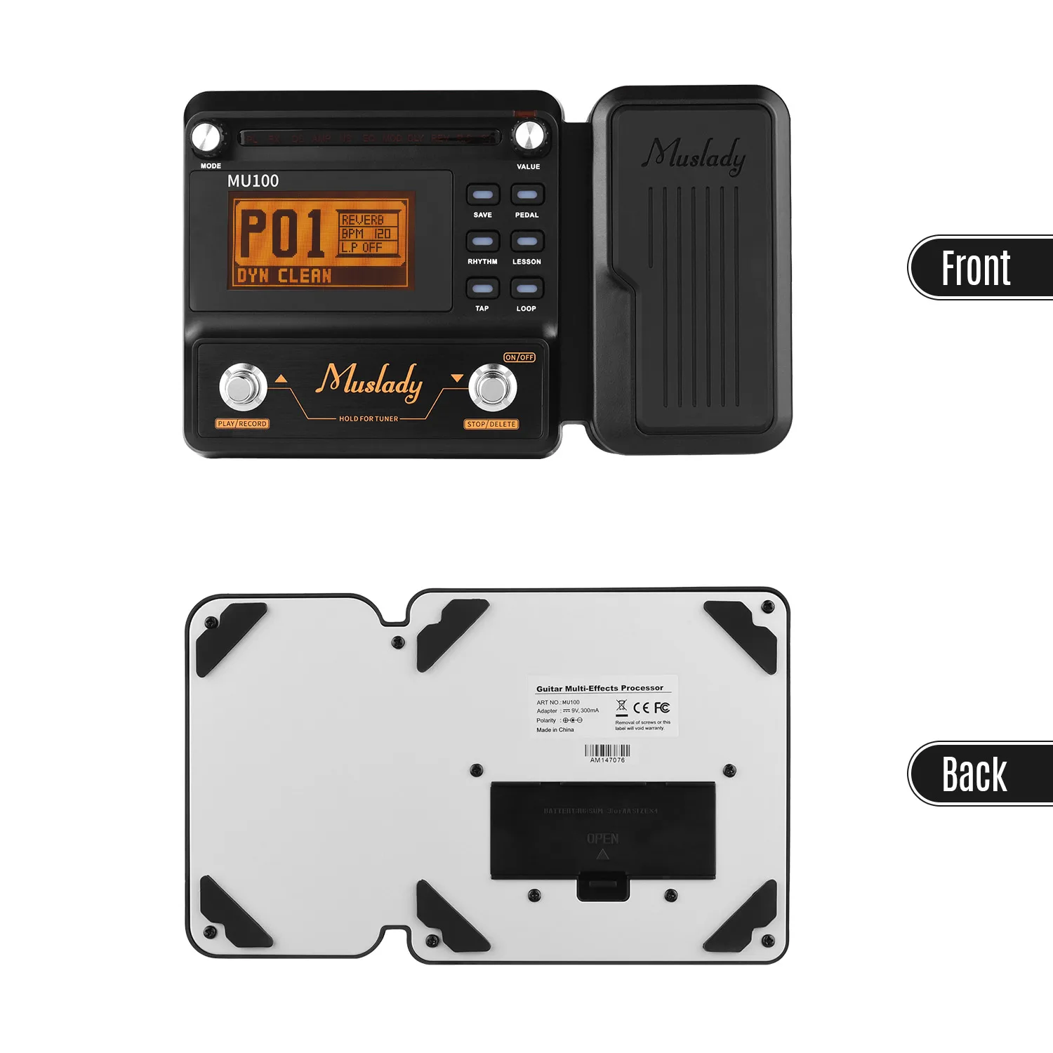 muslady mu100 gitarre multi effekte prozessor elektrische gitarre effekt pedal unterstützt 180s schleife aufnahme tuner tap tempo rhythmus free g