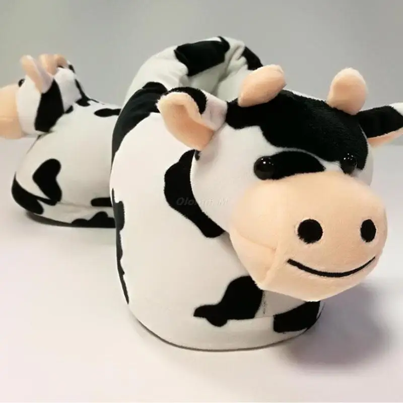 

P 2022 Girl's Warm Plush Home Slides Women Funny Cartoon Animals Cotton Shoes Unisex One Size Ladies House Stuffed Snug Slippers