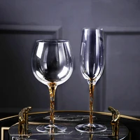 fashion crystal wine glass lead free gold rod goblet goblet wine glass cup straight wine cup bar hotel party home drinking ware