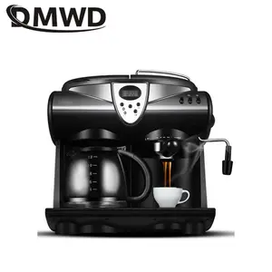 DMWD 1.5L кофемашина автоматическая кофеварка офиса Expresso Кофе машина американская кафе производитель Кофе горшок пара пузырь молочных коктейлей 20bar ЖК-дисплей Экран вспениватель молока