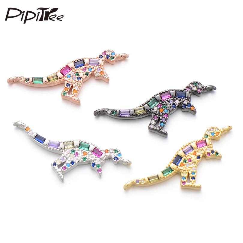 Разноцветные амулеты Pipitree с длинным хвостом и фианитами в виде динозавров