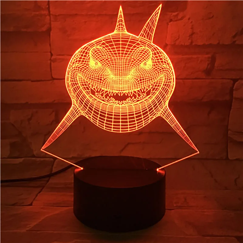 

Shark Nightlight Creative 3D Desk Lamp Acrylic Night Light LED Color Changing Atmosphere Decor Kids Birthday Gift Bluetooth Base