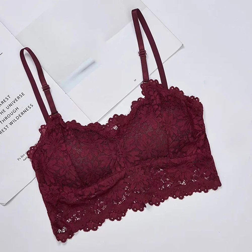 

Sexy Women Camisole Padded Bra Fitness Underwear Floral Lace Bralette Crop Top Casual Fashion Lace Tops Sexy Party Night Club
