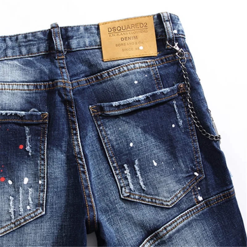 

2021 Hot Sale DSQ2 Dsquared2 Jeans Men Women Summer 100% Cotton Blue Pants Male Newest Top Popular Patchwork holes Jeans Unisex