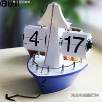 creative 3d table clcok watch automatic flip clock wall fetro ship seat desk clocks living room office decoration modern gift