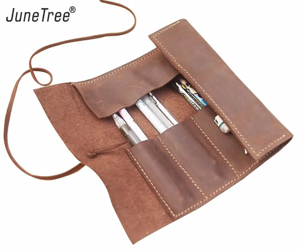 Чехол для карандашей и ручек junetree из натуральной кожи защитный футляр переноски