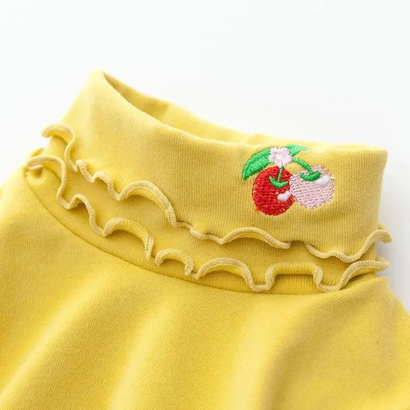 chry yellow Футболки для девочек, детские топы на осень и весну, одежда, детские футболки для маленьких девочек, футболки с длинными рукавами, блузка для малышей, 80-130 - Цвет: chry yellow