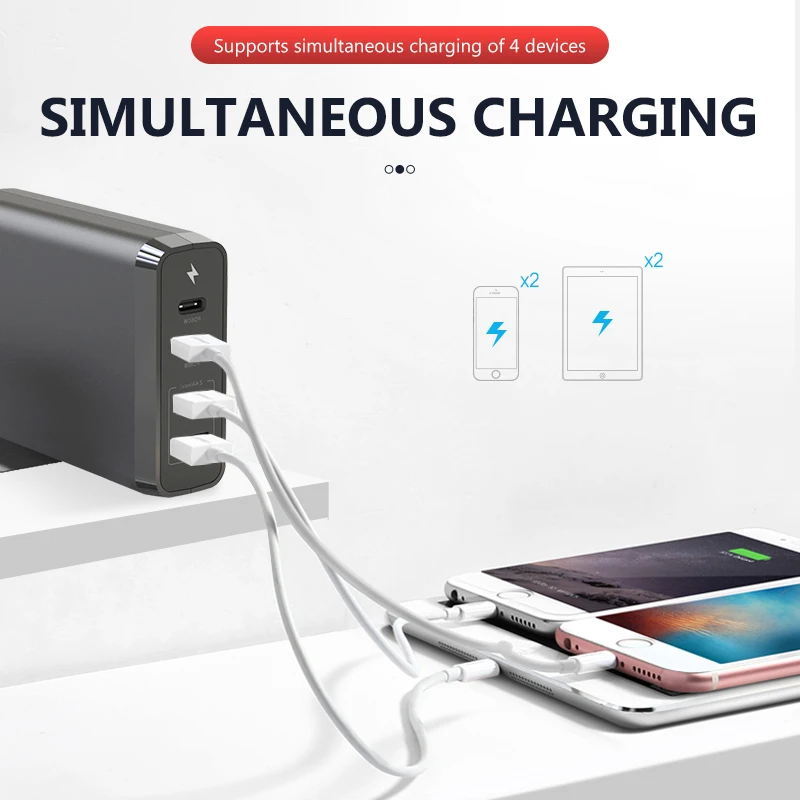 

PHOMAX 4-Port USB EU/US/UK Power Adapter 95W PD Type C Universal Adapter For IPad Xiaomi Samsung Macbook Pro13 IPhone XS Phone