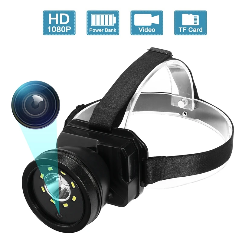

Headlight Camera Outdoor Camera with Lighting 2MP 1080P HD Waterproof Adjustable Headband