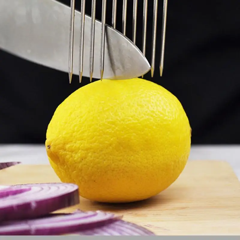 

Food Slice Assistant Vegetable Holder Stainless Steel Onion Cutter Onion Chop Fruit Vegetables Cutter Slicer Tomato Cutter Knife