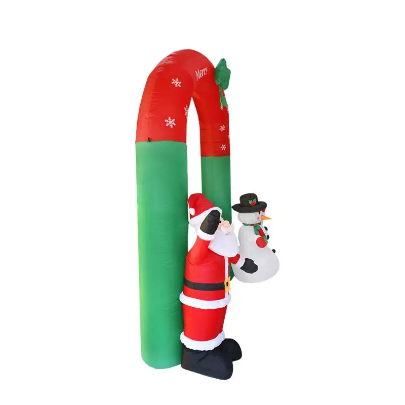 

8 Foot Tall Lighted Christmas Inflatable Santa and Snowman Archway with Bow LED W0YF