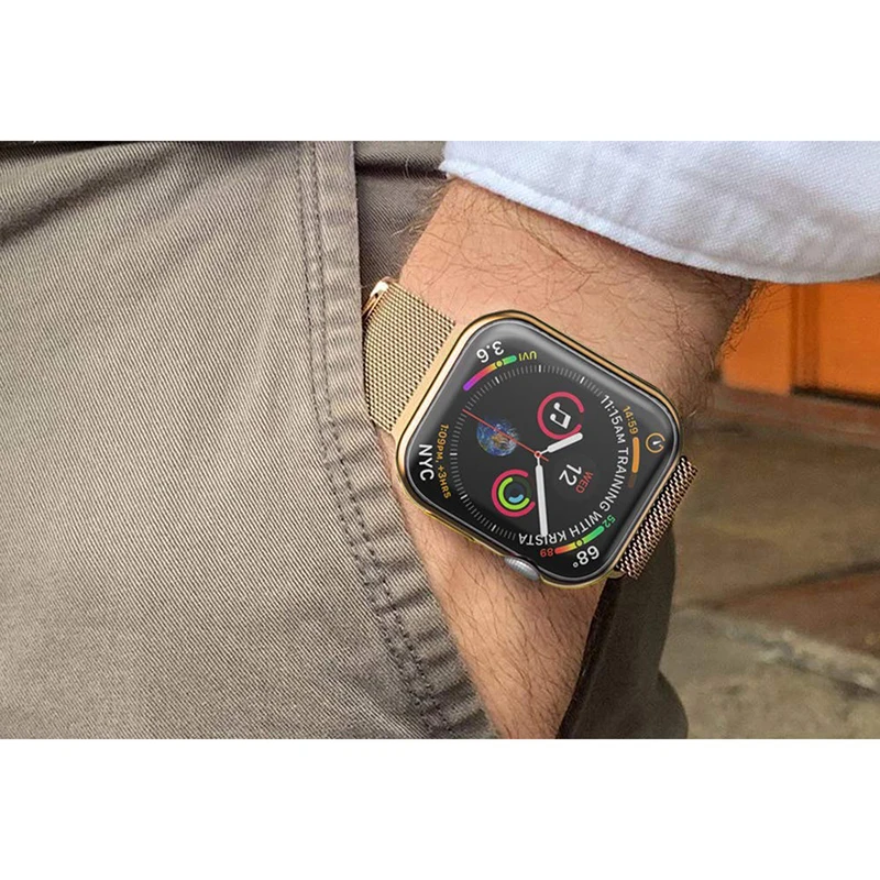 Для Apple Watch 4/3/2/1 полная защита тонкий ТПУ чехол для часов зеркальная Защита экрана