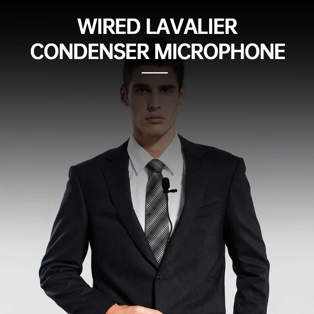 

6.5mm wired condenser microphone 10m cord lavalier style church guide singing