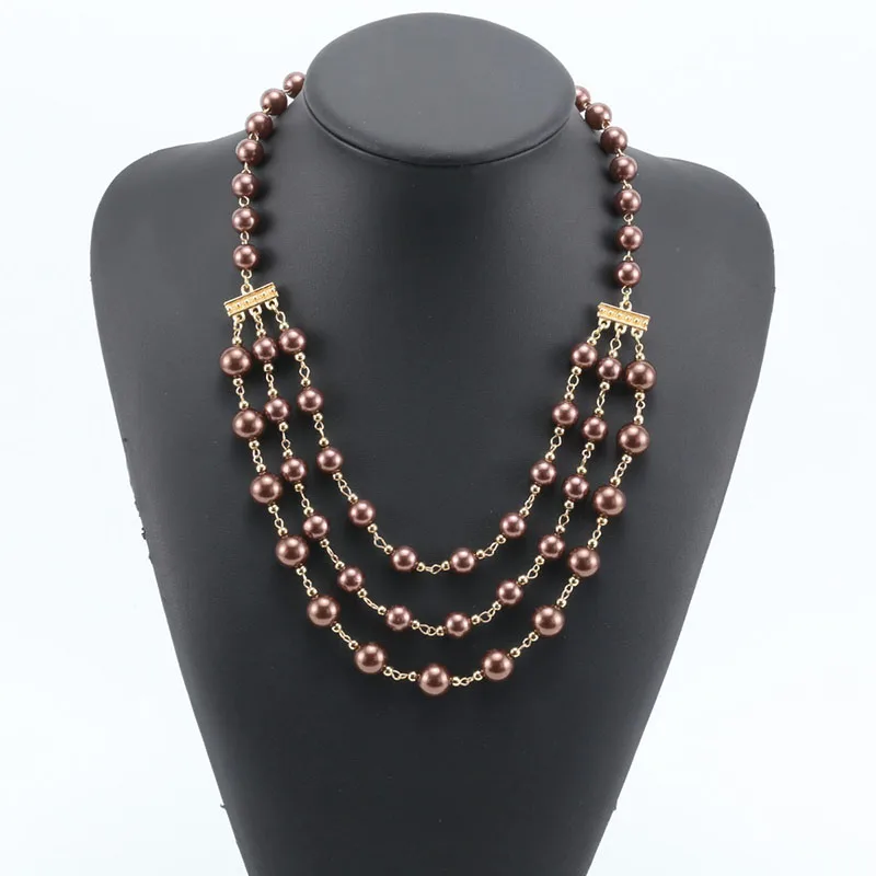 Модное многослойное серое жемчужное ожерелье имитация жемчуга Европейская и