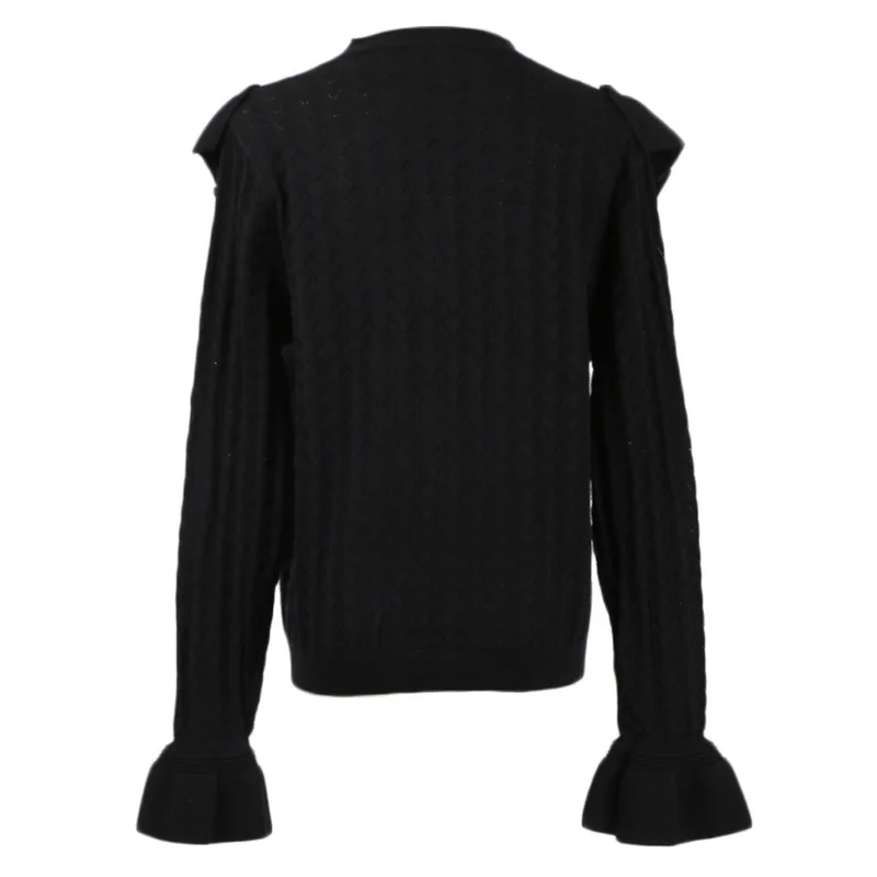 Женские винтажные однотонные топы милые шикарные свободные свитера с оборками и