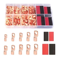 hot sale 120pcs copper wire terminal connectors awg 2 4 6 8 10 12 ring lug kit with 60pcs heat shrink 60pcs battery cable lugs