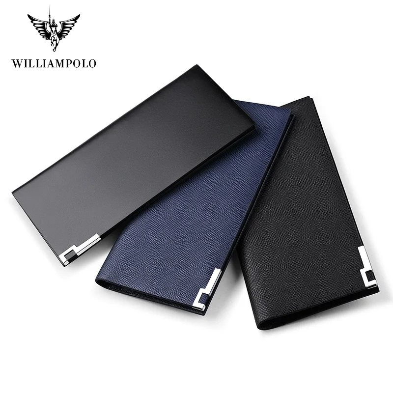 

WILLIAMPOLO 2021 NEW luxury brand Leather Genuine wallet men card case Ultra-thin slim Multi-Card Long Coin purse card holder