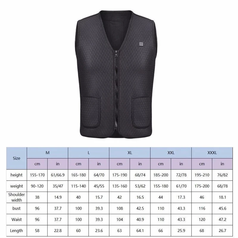 Жилет с подогревом моющийся жилет регулируемой температурой и зарядкой от USB