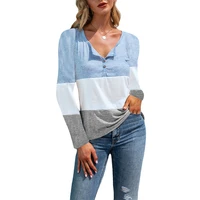 2021 spring autumn casual tops for women shirts long sleeve button colorblock print patchwork elegant office lady work shirt