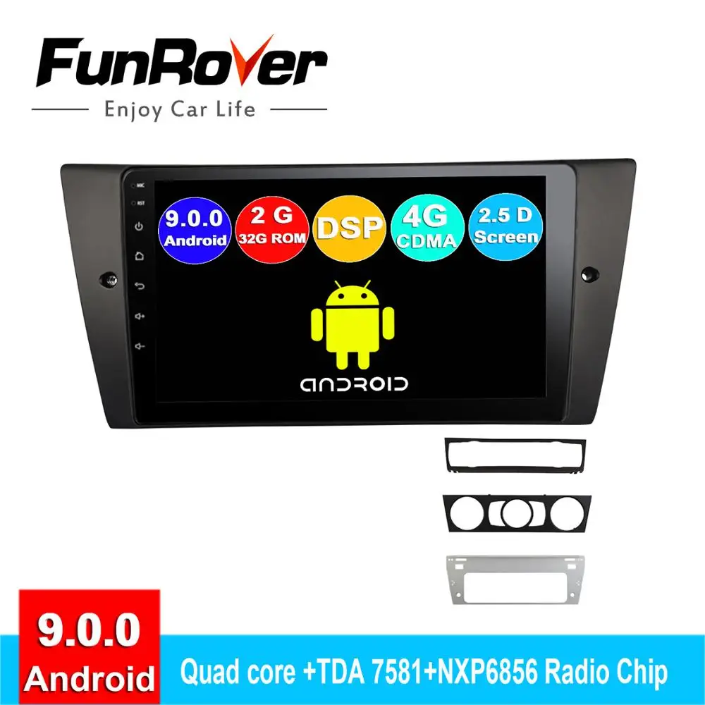 FUNROVER android 9 0 2.5D + IPS автомобильный dvd gps мультимедийный плеер для BMW E90 E91 E92 E93 320 328 3