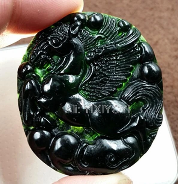 2 шт. оптовые продажи натуральный черный зеленый камень резной китайский бегущий