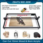 Настольный лазерный гравировальный и режущий станок с ЧПУ, 81*46 см, 40 Вт80 Вт, Wi-Fiофлайн-печать32-битный MCU24-часовая работа, резка толстых строчек