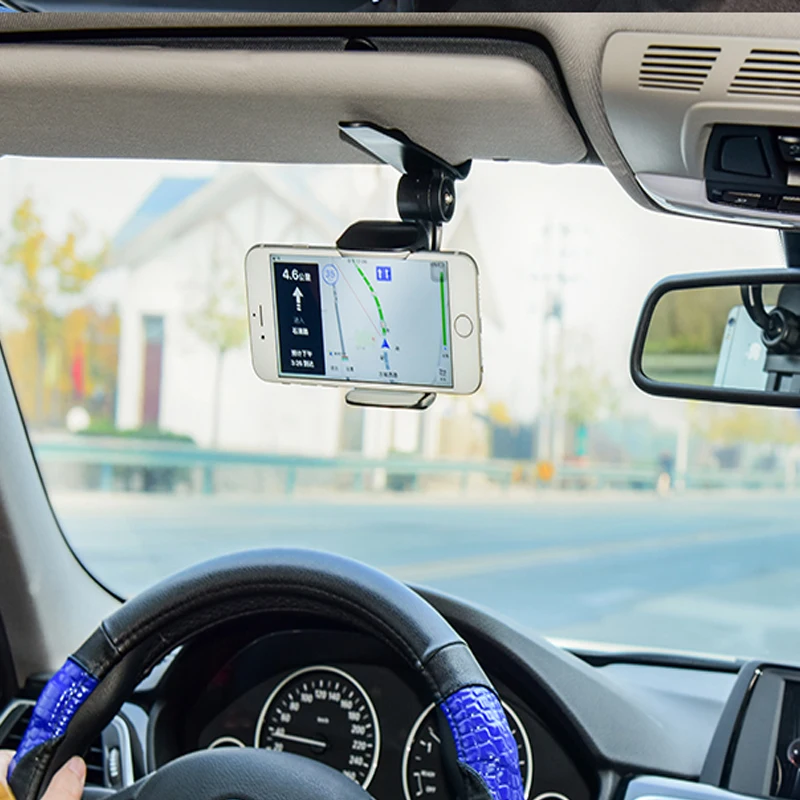 XMXCZKJ Universal 360 Car Clip Sun Visor Cell Phone Holder Mount Stand For Iphone11 GPS Adjustable in Mobile Phone|Подставки и