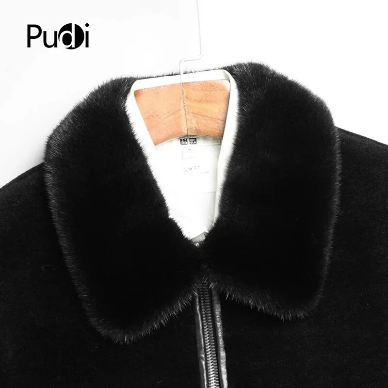 PUDI Men coats new fashion wool short jackets with real fox collar fall winter casual outwear MT808