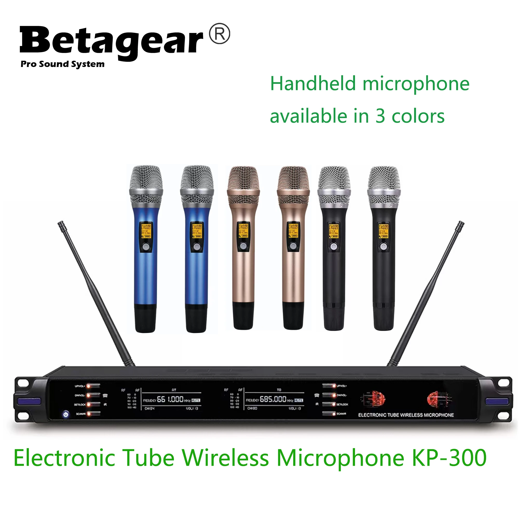 

Betagear KP-300 двухканальный трубка Беспроводной микрофон Системы профессиональный ручной микрофон для вечерние караоке церкви шоу на сцене удо...