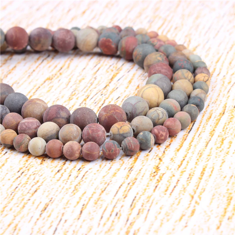 

4 6 8 10 12 mm Frosted Red Leaf Pine Natural Stones Round Loose Beads For Jewelry Making Bracelet Necklace Diy