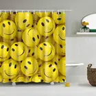 Желтая Милая душевая занавеска для ванной комнаты со смайликом, прочные тканевые аксессуары для ванной комнаты от плесени, креативные с 12 крючками 180x180 см