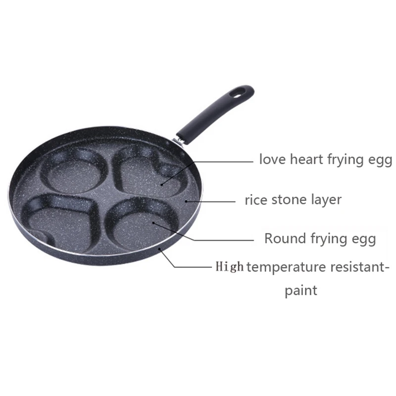 

Heart-Shaped Non-Stick Frying Pan Four-Hole For Eggs Ham Pan Cake Maker No Oil-Smoke Breakfast Grill Pan Cooking Pot Multifuncti